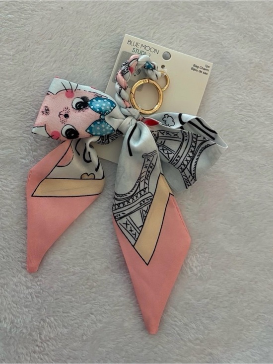 Blue Moon Accessories - Blue Moon Kitty Cat Pink & Blue Bow Keychain Scarf BRAND NEW! NWT